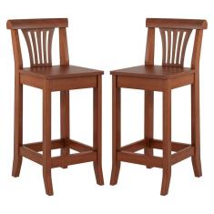 Kit 2 Banquetas Média Madeira Maciça Valentina 36x90Cm Bancada Cozinha Gourmet Verniz Imbuia - RMI