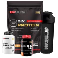 6 Six Protein 2kg + Creatina 100g + BCAA 100g + Coqueteleira - Bodybuilders - way/wey-Unissex