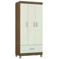 Guarda Roupas Solteiro 3 Portas 1 Gaveta Amêndoa/Off White Prince Demóbile