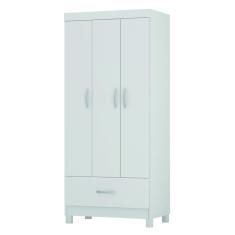 Guarda Roupas Solteiro 3 Portas 1 Gaveta Branco Prince Demóbile
