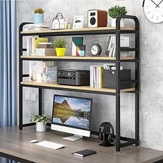 Estante de mesa de 3 camadas - Rack de armazenamento de escritório organizador de mesa, estante de mesa de 3 camadas para mesa de computador, prateleiras de mesa de estante multicamadas ajus