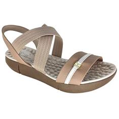Sandália Feminina Modare Ultraconforto Casual Com Tiras Elásticas Cruzadas Salto Baixo Napa 7142.102 - Nude