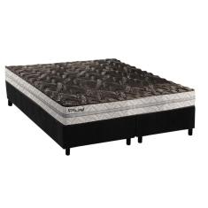 Cama Box Baú King: Colchão Espuma Paropas D33 Pasquale Plus Euro Pillow + Base CRC Suede Grey(193x203)