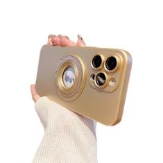 Suporte dobrável suporte magnético fosco capa para iPhone 15 14 Pro Max 13 12 11 14 15 Pro Max Plus capa protetora de câmera, dourada, para iPhone 15 Pro