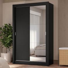 Guarda-roupa Solteiro 2 Portas Correr Espelho 4 Gavetas