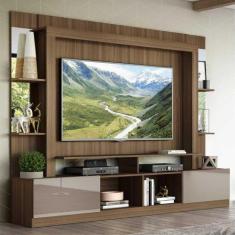 Rack c/ Painel TV 65" Prateleiras c/ Espelho Oslo Multimóveis Madeirad
