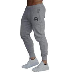 Kit 04 calças de moletom masculina slim sport academia wooks, Cinzacla