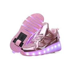 SDSPEED Tênis esportivo infantil recarregável com LED de 7 cores com roda única