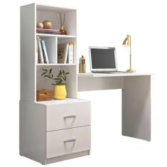 Escrivaninha Multifuncional 2 Gavetas 138cm Branco PLLA - Peternella, 