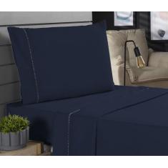 Jogo de Cama Classic Solteiro Percal 400 Fios Ponto Palito 03 Peças, A