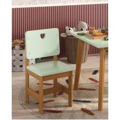 Cadeira Infantil em Madeira Maciça Sofia Verde e Mel - Empório Paraíso