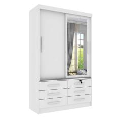 Guarda-Roupa Solteiro com Espelho Chicago 2 pt 6 gv Neve