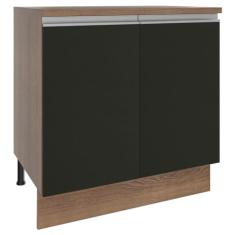 Balcão Madesa Glamy 80 cm 2 Portas - Rustic/Preto