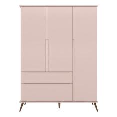 Guarda Roupa Infantil Retrô Melinda 3 Portas e 2 Gavetas Rosê - Phoeni