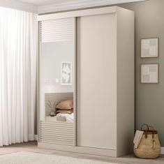 Guarda Roupa Solteiro 2 Portas 1 Porta Com Espelho Samambaia Cabecasa Madeiramadeira Off White