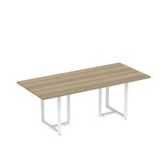 Mesa De Reunião Retangular 200x90cm Mr2000p25tub Noce Naturalle/branco