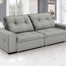 Sofá Aquarius - Retrátil - Reclinável 220 Cm- Linho Cinza