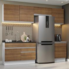 Armário De Cozinha 260Cm Glamy 05 Branco/Rustic