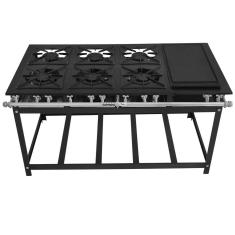 Fogão Super 40 Kenok 6 Bocas 3 Simples Bifeteira Baixa Pressão FBSU6B.140