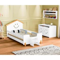 Cama Solteiro Infantil Alegra - Branca e Mel - BABY MOBILIA
