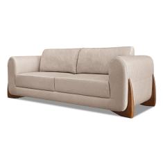 Sofá 2 Lugares Base de Madeira Clarissa 160 cm Linho Areia S04 - D'Rossi