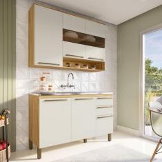 Cozinha Compacta 100% Mdf 2 Peças 6 Portas 2 Gavetas sem Tampo com Vid