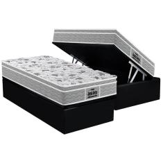 Cama Box Baú Solteiro: Colchão Ortopédico Probel D45 / EP Guarda Costas PróExtreme Plus + Base CRC Suede Black(88x188)