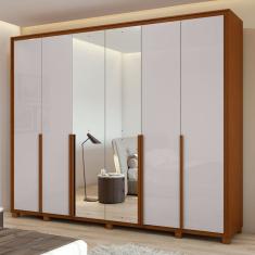 Guarda-Roupa Casal Imperatore 6 Portas 6 Gavetas 100% Mdf com Espelho 81668.285 Frassino/Off White - Móveis Lopas