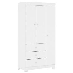 Guarda Roupa Infantil Duda 3 Portas Branco Brilho - Phoenix Baby