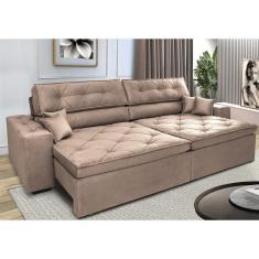 Sofá Retrátil E Reclinável 2,72m Com Molas Cama Inbox Estilo Suede Velusoft Castor