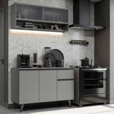 Armário de Cozinha Compacta 120cm Cinza Nice Madesa 02, Cinza