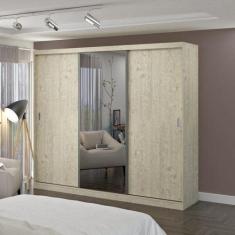 Guarda-Roupa Casal com Espelho 3 Portas de Correr 4 Gavetas 1905E1 - F