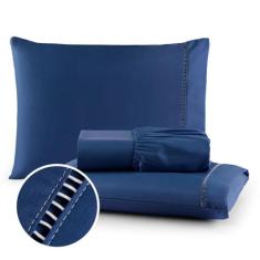 Lençol Casal Queen 3 Peças Percal 400 Fios Maciez Conforto - Bruno Pau