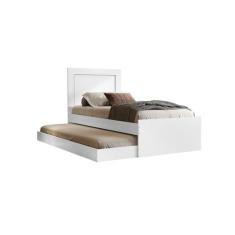 Cama Luara Solteiro Com Auxiliar Branco  VJ Móveis