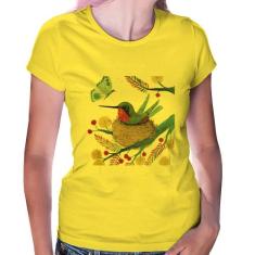 Baby Look Beija Flor No Ninho - Foca na Moda, Amarelo, P