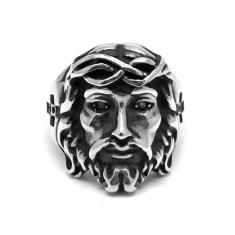 Anel Jesus Cristo de Nazaré Prata de Lei 23845 - Usa Joias, Prata