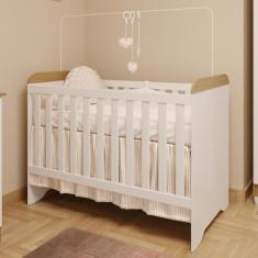 Berço Americano 3 em 1 Gabrielle Branco Fosco com Amadeirado Carolina Baby