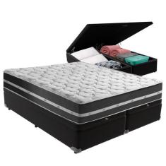 Cama + Box com Bau Queen Classic Anjos, Preto