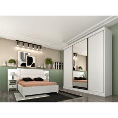 Guarda Roupa Casal com Espelho 3 Portas 4 Gavetas - Dacar-Neve - Tcil Móveis