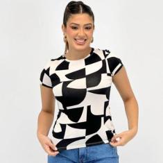 Blusa Malwee Manga Curta Feminina-Feminino