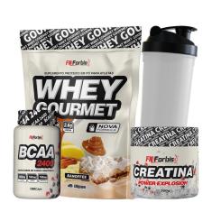 Kit Whey Protein Refil + Creatina 300g + BCAA cáps + Coqueteleira - FN Forbis Nutrition-Unissex