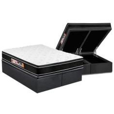 Cama Box Baú King: Colchão Espuma D33 Castor Black e White Double Face