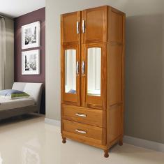 Guarda Roupa Solteiro com Espelho 4 Portas 2 Gavetas Teresina Rodmóveis Ypê