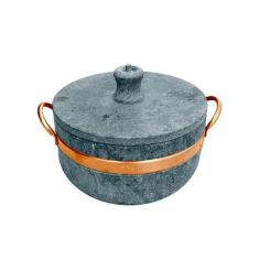Panela de Pressão em Pedra Sabão com Alça de Cobre 3,6 Ltrs