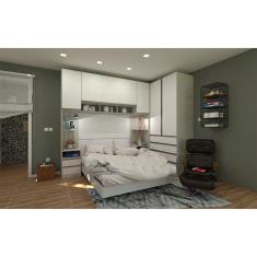 Guarda Roupa Canto Casal Legno Crema com Branco Mat Prime Luciane Móveis