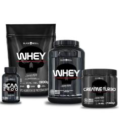 COMBO WHEY 2X + BCAA + CREATINA - BLACK SKULL-Unissex
