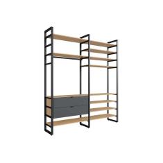 guarda-roupa closet modulado industrial philly ii 2 gv cedro e grafite 197 cm