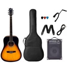 Kit Violão Elétrico De Aço Memphis Sunburst MW20 + Caixa