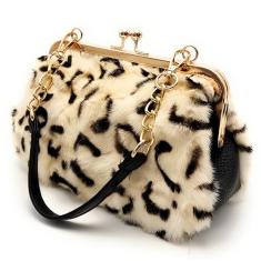 Bolsas de mão luxuosas para noite - pele genuína de raposa, coelho e vison com estampas chiques, Multi, Small