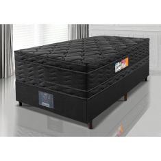Cama Box Solteiro Colchão Ortopédico Black + Box 88x188x71 Double Face Espuma D33 Preto